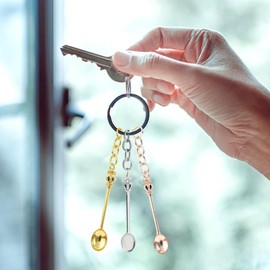 fKiZanthene 4 Colours Mini Spoon Keyring, 5.4cm Tiny Spoon Pendant for Gifts and Everyday Use