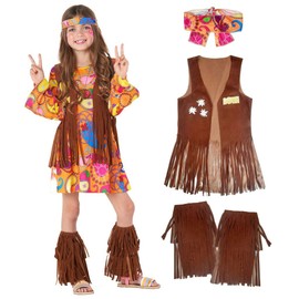 Morph Hippie Costume for Girls, Perfect for Carnival and Fancy Dress, Available in Various Sizes, L