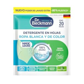 Dr. Beckmann, Magic Leaves, Detergente para Ropa Blanca y de Color, en Hojas, Calidad Alemana, Fácil de Usar, Contiene 20 Hojas