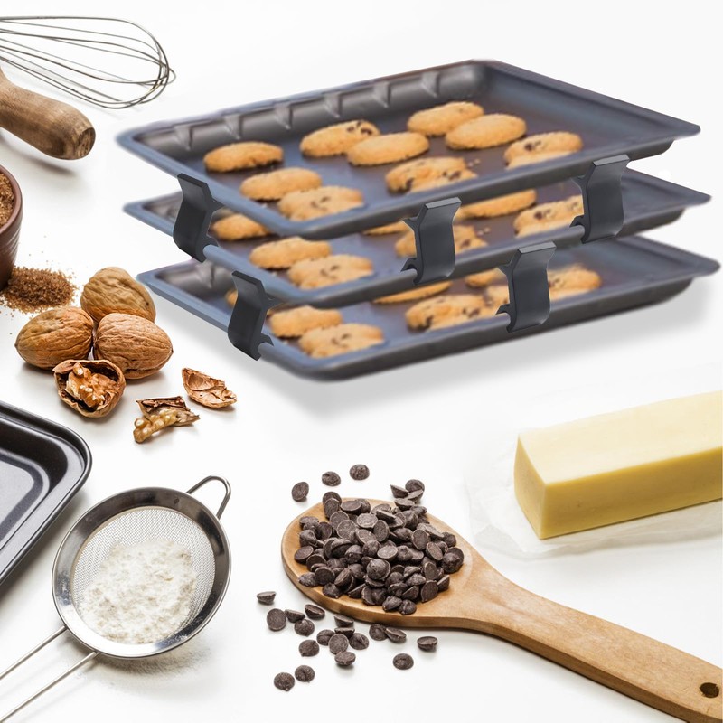 MOROBOR Baking Sheet Stackers, 16pcs Black Space-Saving Tray Stackers Cookie