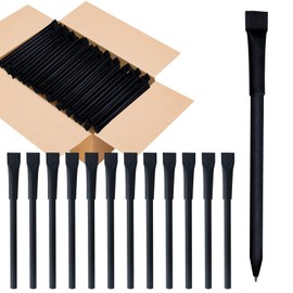 lyforx 100pcs Kraft Paper Barrel Writing Pen Eco-Friendly Pens Cardboard Pens Black