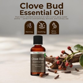 Viva Doria 100% Pure Clove Bud Essential Oil, Undiluted, Food Grade, 30 mL (1 Fluid Ounce)