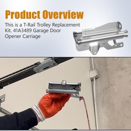 41A3489 Garage Door Opener Carriage, Complete Chain Drive Trolley Assembly Replacement Parts, Fits Liftmaster, Chamberlain, Sears Craftsman Garage Door Openers That utilize a T-Rail Assembly (Silver)