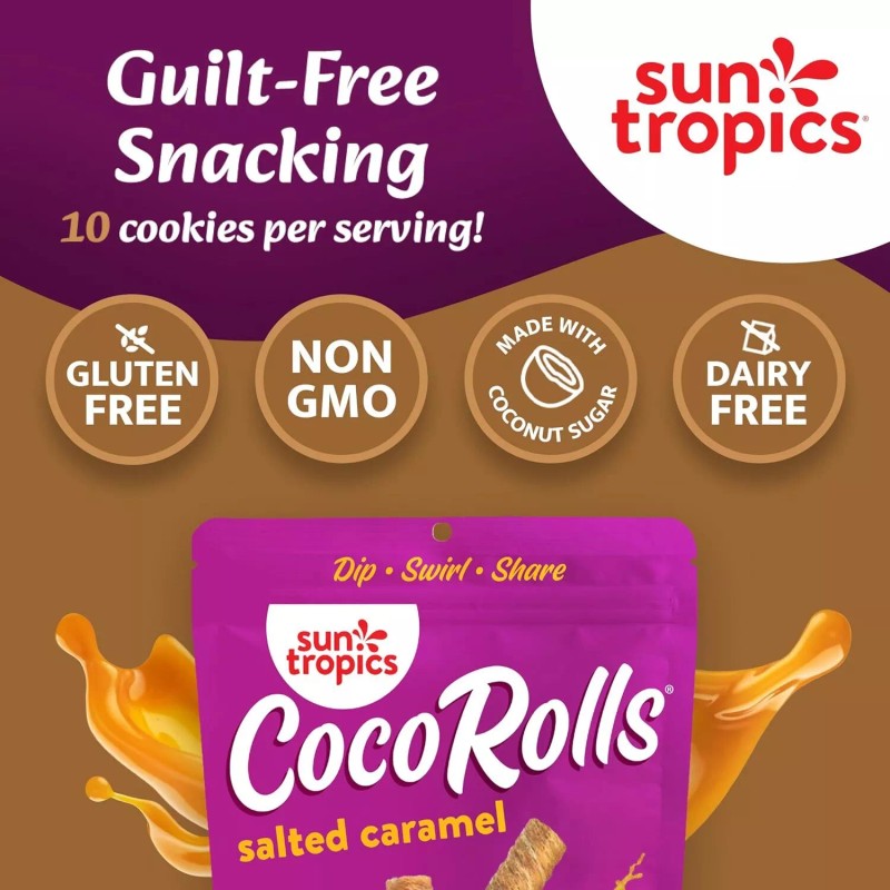 Sun Tropics Coco Rolls Salted Caramel Rolled Coconut Wafer 4