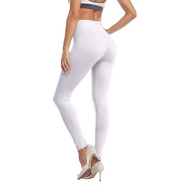 Kotii Women's High Waist Soft Full Length Leggings, White, Plus Size
