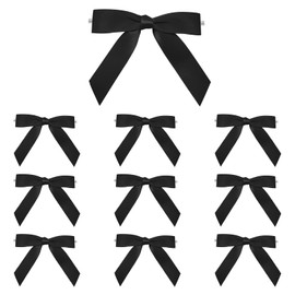 Simplegoal 20 PCS 4.5" Black Satin Ribbon Bow Pre-tied Twist Bows Ribbon for Crafts, Gift Wrapping, Bakery, Candy Bags, Hair, Wedding, Christmas