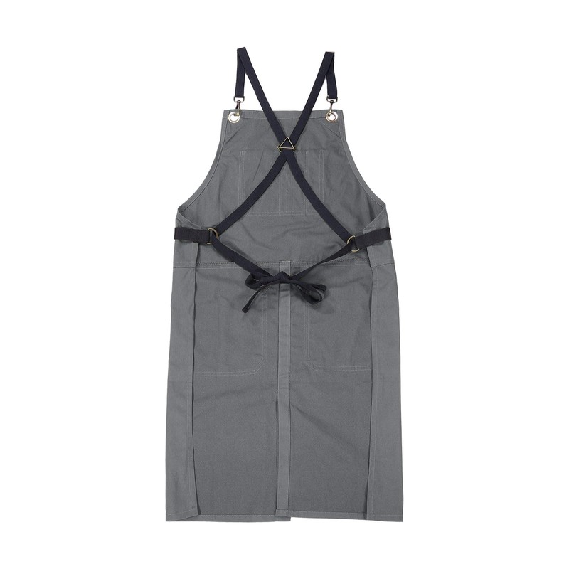 sourcing map No-Tie Twill Apron 90x66cm Split-Leg Leather Reinforcement Adjustable