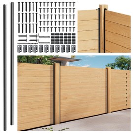 Hulave 2-Pack 6FT U-Shaped Metal Fence Posts (H: 68″), No-Dig Hard Surface Mount for Privacy Fences, Garden, AC Units, Pool Equipment, and Trash Can Enclosures-Matte Black