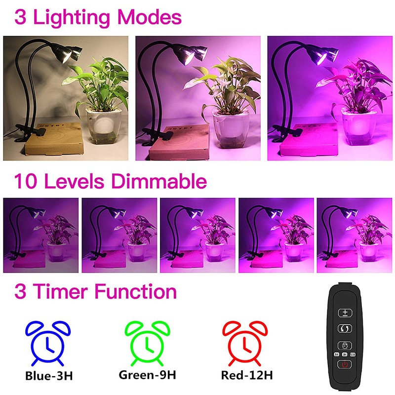 Juhefa Grow Light for Indoor Plants Growing, Gooseneck Clip-on Plant