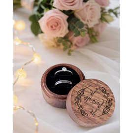 DJAFS Custom Wooden Ring Box Handcrafted Walnut with Velvet Lining Engagement Ring Holder Gift for Anniversaries day, Birthday Gift