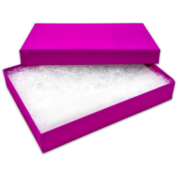 TheDisplayGuys - 25-pack #53 Cotton Filled Neon Kraft Paper Jewelry Box Gift Case - Purple (5 7/16" x 3 15/16" x 1")