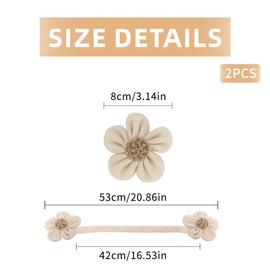 CPSYTE Magnetic Curtain Tiebacks, Curtain Holdbacks Curtain Clip for Curtains Boho Decoration, Curtain Holder Drawstring, Curtains Rope for Home Decoration, Pack of 2, Cream, Two Flowers Each