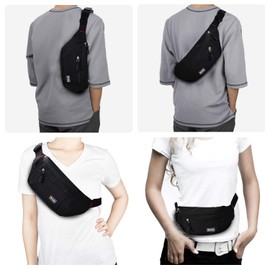 2 Packs Fanny Packs for Men and Women, Water Resistant Sports Waist Pack Bag Hip Bum Bag for Travel Hiking Running