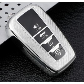 RELL CASES Weiche Silikon-Schutzhülle für Toyota RAV4, Toyota Camry, Toyota Corolla, Toyota Avalon, Toyota C-HR, Toyota Prius, Toyota GT86, Toyota Highlander 2018–2022 (Silber)