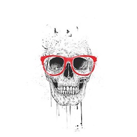 Skull with red Glasses Window Truck Car Vinyl Bumper Sticker Decal 5'' x 4''