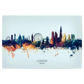 artboxONE Poster 30 x 20 cm City London England Skyline BlueOrange Picture London City Cityscape