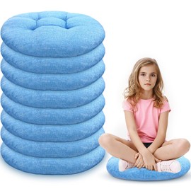 Fumete 8 Pcs 16 Inch Round Floor Cushions for Kids and Toddlers, Flexible Seating Classroom Furniture Floor Pillow for Home, Daycare, Preschool, Yoga and Meditation (Sky Blue)