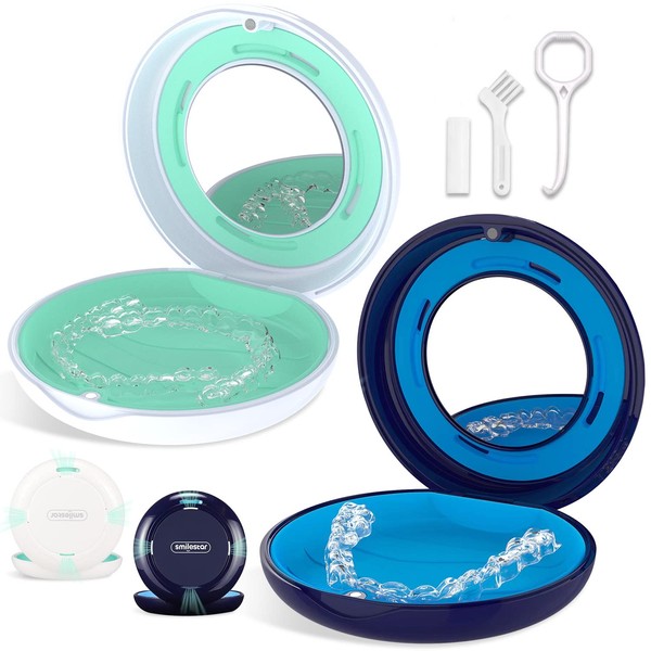 Heigoeost 2PCS Retainer Case with Mirror and Adjustable Vent Holes,