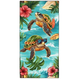 YISUMEI Hawaiian Turtles Beach Towels for Adults Extra Large 180 x 90 cm, Microfibre Lightweight Quick Dry Towel for Swimming Pool Cruise Travel Sports Camping