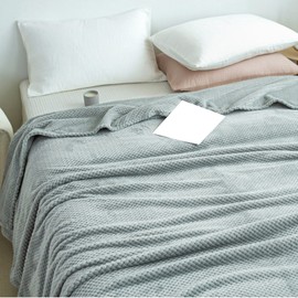 Cooling Blanket Milk Fleece Lattice Jacquard Blanket Summer Cold Single Nap Blanket for Sofa Bed Office Light Gray 100x120cm