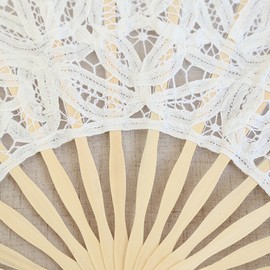 BESTOYARD Lace Folding Fans Cotton Hand Fan Bamboo Fan Lace Foldable Fan Gift for Women Ladies (Beige)