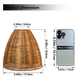 Boho Bell/Empire Lamp Shade, Handwoven Wicker Hanging Rattan Lampshade for Floor Lamp, Chandelier Vanity Lights Wall Sconce (2, Coffee brown)