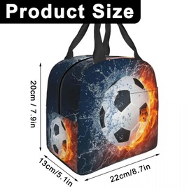 Nhemeylp Football Lunch Box, Insulated Lunch Bag Boys Girls, Football Lunch Bag for Boys, Reusable Boys Lunch Box, Lunch Tote Box for Men Women for School Picnic Travel Hiking Camping Office