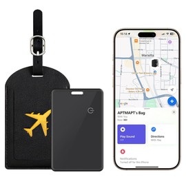 Dexmary Smart Luggage Tags with Apple Find My (iOS Only), Find My Tracker Card, Premium Leather Luggage Tags for Suitcase, Travel Bags, Backpacks, Luggage Tag with Tracker, Tracking Cards