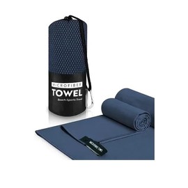 Microfiber Gym Towel with Clip Handle and Carry Bag – Ultra-Absorbent, Fast-Drying Sports Towel, 40 x 80 cm, Navy Blue – Ideal for Gym, Yoga, and Outdoor Activities