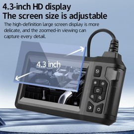YINCORD Industrial Endoscope Camera - Handheld Snake Camera with 16.4ft/5m Flexible Cable, 1080P HD IP67 Waterproof 8mm Probe Camera, 4.3" IPS Screen, 8 LED Lights for Home Wall Pipe Automotive