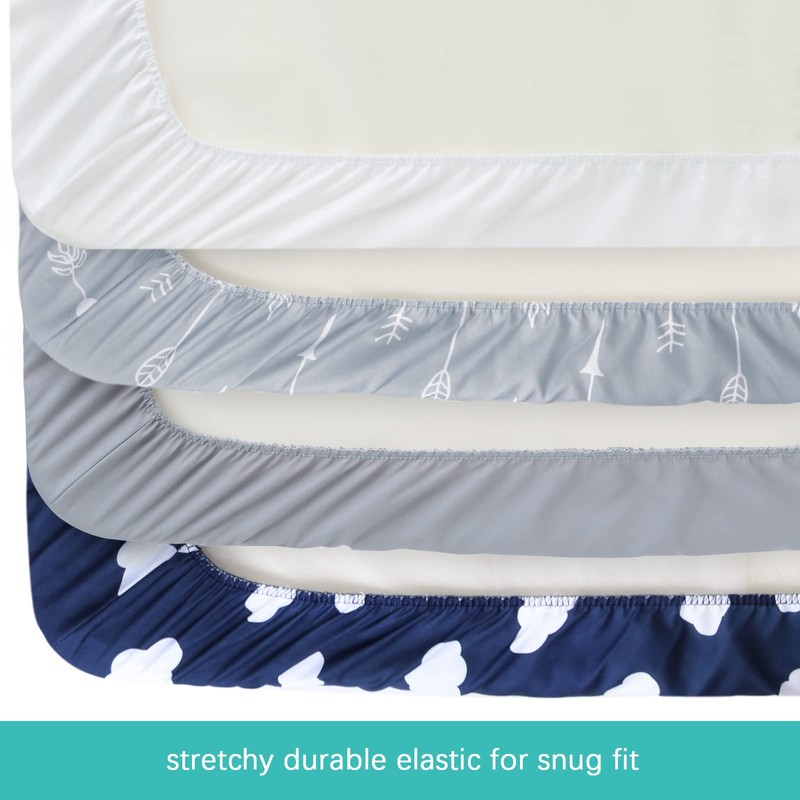 Bassinet Fitted Sheet(33" x 20"), 4 Pack, Compatible with Most