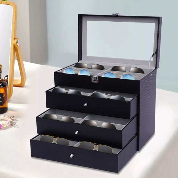 SENDERPICK 24-Slots Multiple Glasses Organizer Eyeglass Sunglass Storage Box Display