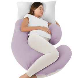 QUEEN ROSE Pregnancy Pillows, Cooling Body Pillow for Pregnancy Sleeping, F Shaped Maternity Pillow for Pregnant Women, Back & Belly Support, Pregnancy Must Haves, Purple