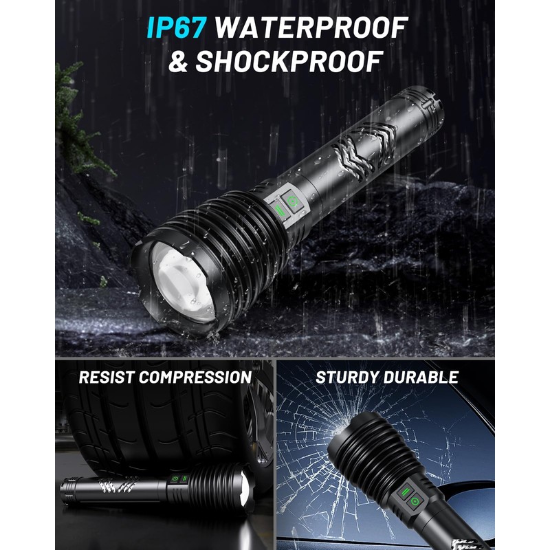 Amzyigou Powerful Flashlights 600000 High Lumens, 10000mAh Battery | 6