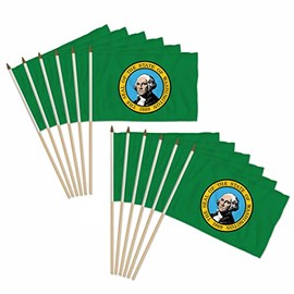 Washington 12x18in Stick Flag - 1 dozen pack