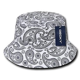DECKY 459-PL-WHT-07 Paisley Bucket Hat, White, L_Xl