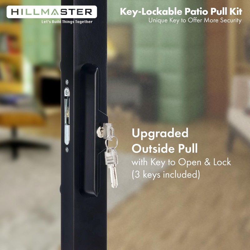 Sliding Glass Door Handle with Mortise Lock and Key Cylinder,Patio