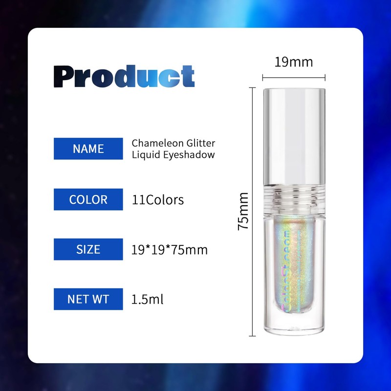 Multichrome Glitter Liquid Eyeshadow, Chameleon Eyeshadow Color Shifting, Holographic Metallic