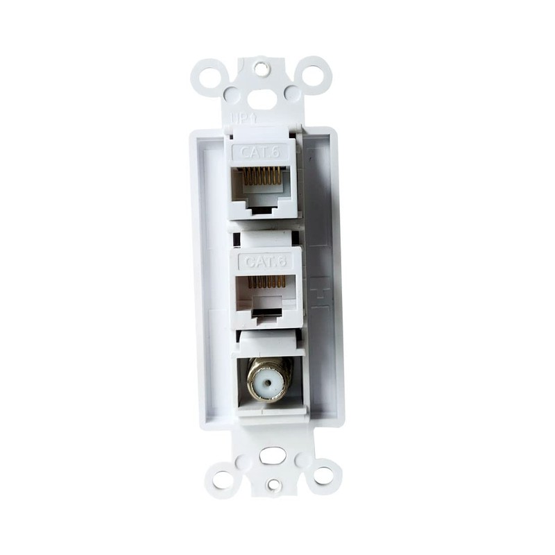 BUPLDET 2 Ethernet 1 Coax Wall Plate Insert - Dual