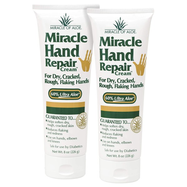 Miracle of Aloe Miracle Hand Repair Cream (8 OZ Pack of 2)