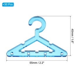 PATIKIL Pack of 50 Clothes Hangers, Earring Holders, Mini Acrylic Coat Hangers, Earring Hangers for Earring Holder, Organiser Stand, Plug, Blue