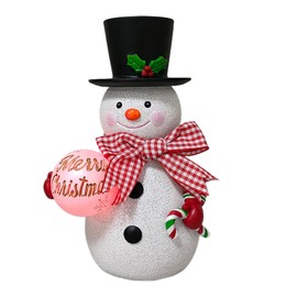 Christmas Snowman with Luminous Colorful Ball Ornament Christmas Xmas Decoration for Home Indoor