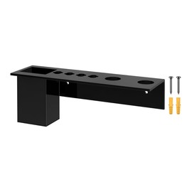Black Acrylic Brush Holder with Hardware 4 Scissor Holes 2 Brush Holes Wall Storage with an Extra Box Shears Hair Trimmers Organizer for Salon Hairdresser Hair Stylist Barber by Marketing Holders