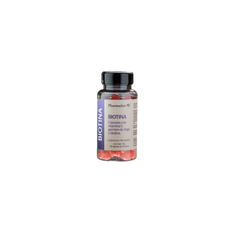 Biotina con Vitamina E, 100 Cápsulas de 700 mg c/u,