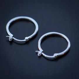 Street Knitted White Gold Plated Men's 925 Sterling Silver Hoop Clip On Hinged Huggie Earrings