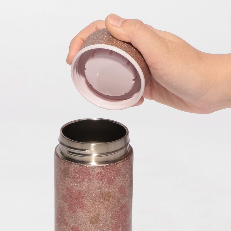 SAKURA 2026 Stainless Steel Bottle Glitter Pink Beige 355ml
