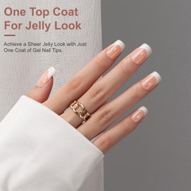 SXVME French Gel Nail Tips Medium Square 300Pcs Pre-applied Tip Primer White French Tip Press on Nails Medium Short Square Nude, Natural Fake Nails Extensions DIY Nail Art