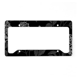 CafePress Black Dahlia Pattern License Plate Holder Aluminum License Plate Frame, License Tag Holder