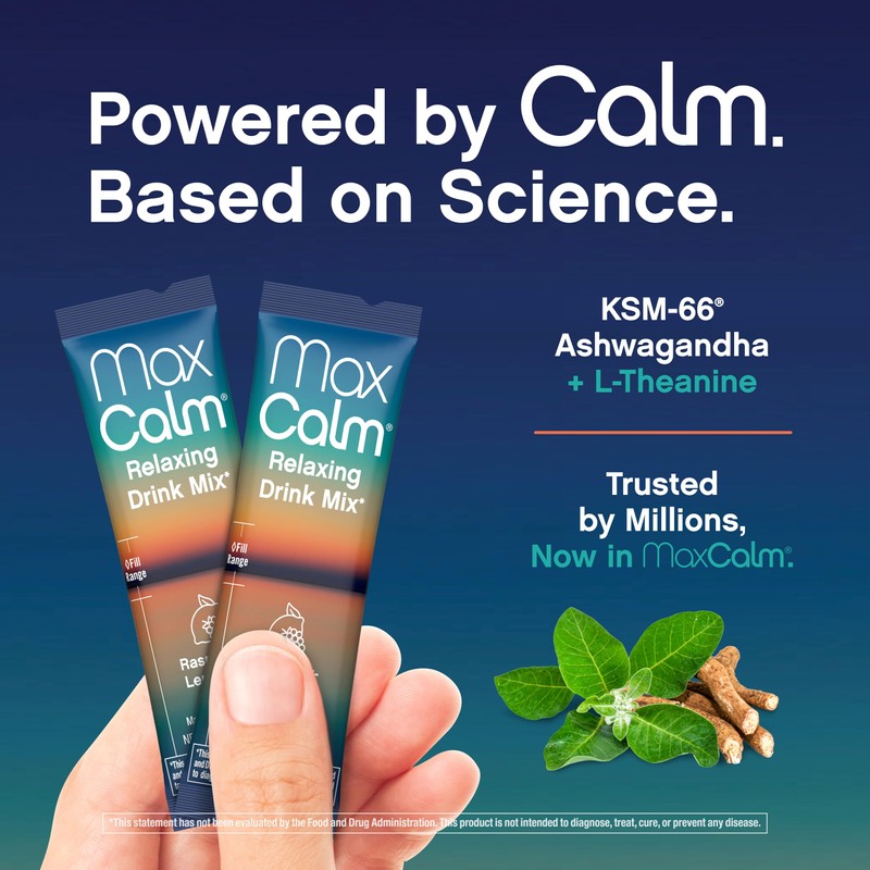 Max Calm Relaxing Drink Mix | Raspberry-Lemonade Flavor | Magnesium