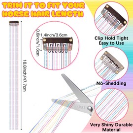 Juexica 19 Pcs Horse Costumes for Horses to Wear Horse Accessories for Real Horses Include 1 Pcs Horse Unicorn Horn 18 Pcs Horse Clip in Hair Extensions for Horse Costumes